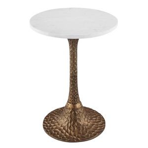 Modern Cast Aluminum Bar Table Round Marble Top <b>Arched</b> <b>Frame</b> Legs Textured Finish Strong Stable Design Elegant Premium Accent - Product Image 6