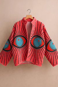 Colorful Floral Suzani Embroidered Velvet <b>Bomber</b> <b>Jacket</b> Reversible Boho <b>Vintage</b> Short Coat Cotton Free Size Ethnic Winter Autumn - Product Image 1