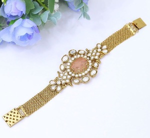 Attractive Premium Quality Brass Gold Plated Fashion <b>Bracelets</b> with Moissanite Stones Look for Wedding Wear Women Collection - Product Image 2