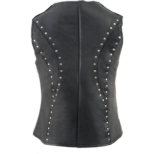 Chaleco de Motociclista de Cuero Premium Negro para Mujer Samroz Sports con Detalles de Tachuelas - Product Image 3