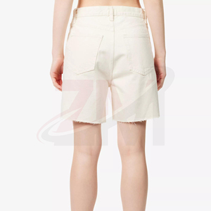 Shorts de Mezclilla de Cintura Media para Mujer, Color Sólido, Casuales, Transpirables, Corte Regular, con Detalle de Botones - Product Image 2