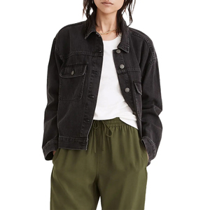 Ladies Short Denim Jacket Trendy <b>Cropped</b> <b>Jean</b> Outerwear Fashion Streetwear Wholesale Factory Oversize Denim Jacket High Quality - Product Image 2
