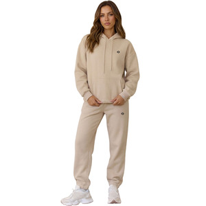 Conjunto de Sudadera con Capucha y Pantalones Deportivos para Mujer con Logotipo Bordado Personalizado, Felpa Gruesa, Ropa Deportiva Urbana, Sudadera con Capucha OEM para Mujer, Proveedor ODM - Product Image 1