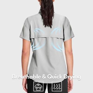 Camisetas de Pesca de Alto Rendimiento para Mujer, Tejido de Poliéster y Spandex, Estilo Urbano, Color Sólido - Product Image 6