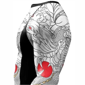 <b>Men</b> MMA Full Sleeve Rash Guard White <b>Black</b> Dragon Print Quick Dry Anti-Uv Anti-Bacterial Breathable Eco-Friendly 220g - Product Image 3