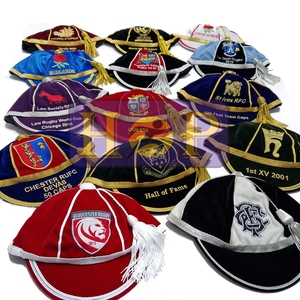 Gorras de Honor de Terciopelo con Borlas, Fabricante Profesional de Gorras de Presentación para Clubes de Rugby, Cricket y Fútbol - Product Image 2
