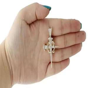 Colgante de Cruz de Moissanita Chapado en Oro y Rodio de Alta Calidad con Corte Brillante VVS, Estilo Hiphop, Plata de Ley 925, Certificado GRA - Product Image 2
