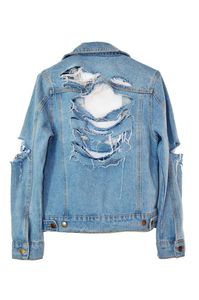 Custom High Quality Printed Knitted Vintage Ripped Blue <b>Denim</b> Bomber <b>Jacket</b> Men Autumn Season Outdoor Sheep Skin Cotton - Product Image 5