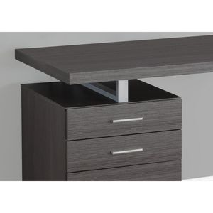 Scrivania per Computer da Ufficio Contemporanea M 48''L con Laminato Grigio e Metallo Grigio, Configurazione Sinistra e Destra, Cassetti Portaoggetti per Laptop - Product Image 3