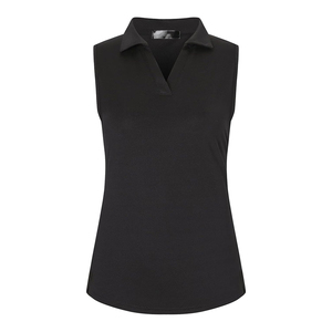 Polo de golf personnalisé sans manches, décontracté, noir, en polyester tricoté, coupe ajustée, respirant, pour le sport - Product Image 1