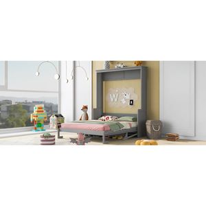 Letto a scomparsa matrimoniale grigio con comodo ripiano - Product Image 6