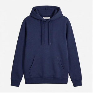 Sweat-shirt à capuche bleu marine pour homme, coupe classique, en molleton de coton, pull décontracté avec poche avant, vêtement d'automne - Product Image 1