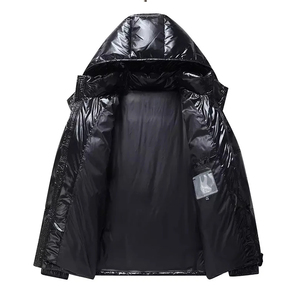 Veste d'hiver rembourrée noire à logo personnalisé pour homme, style designer, pour l'extérieur, en duvet, vente en gros - Product Image 5