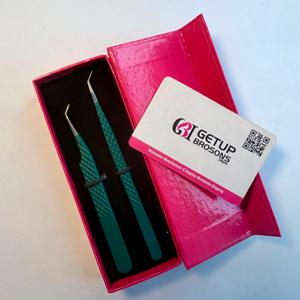 แหนบต่อขนตา Getup Brosons Impex 45 องศา สีเขียว สแตนเลสสตีล ปลายสีโรสโกลด์ สำหรับต่อขนตาแบบวอลลุ่ม ความแม่นยำสูง ขนาด 10 มม. - Product Image 2
