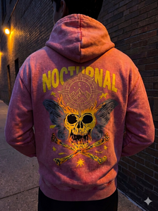 Sweat-shirt à capuche zippé intégral en coton épais rouge délavé à l'acide pour homme, style streetwear, avec motif graphique, en molleton, effet vieilli et délavé, vente en gros - Product Image 3