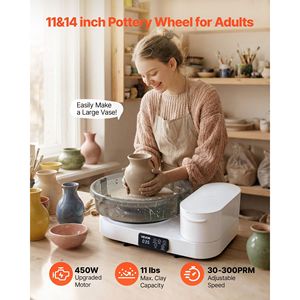 450W Electric 14\" 11\" <b>Table</b> Top Pottery Wheel for Adults 30-300 RPM <b>Adjustable</b> 11\" Turntables Foot Pedal 450W Pottery - Product Image 2