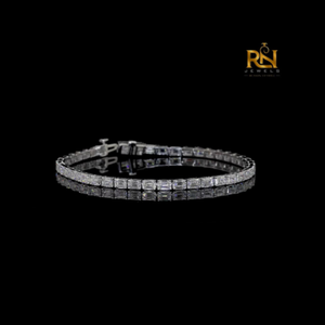 Emerald Cut Lab Grown Diamond Tennis Bracelet Four Prong Eternity Link Bracelet 9K 14K 18K <b>Solid</b> <b>Gold</b> Fine Jewelry - Product Image 1