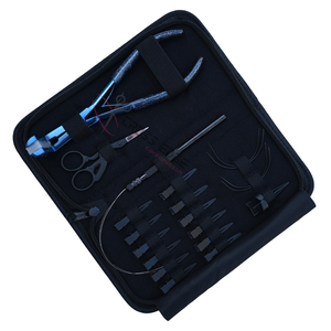 Premium Hair <b>Extension</b> Technician Toolkit with Blue Tape In Plier Loop Tool Mini Scissor Parting Finger Clips & Curved Needles - Product Image 1