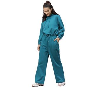 Trajes de 2 piezas de estilo liso para mujer, sudadera de algodón y poliéster, pantalones de chándal, conjuntos de chándal transpirables - Product Image 2
