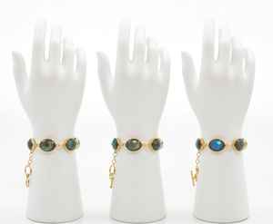 Bracelet à maillons ovales facettés en labradorite |   Bijoux avec fermoir à bascule plaqué or |   Bracelet en pierres précieuses en gros Mangalmay Corporation - Product Image 5