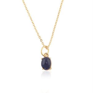 จี้โซดาไลต์ธรรมชาติน้ำหนักเบา สร้อยคอทองเหลืองชุบทอง 18k เครื่องประดับแฟชั่นสำหรับเพื่อนเจ้าสาว ของขวัญงานแต่งงาน - Product Image 1