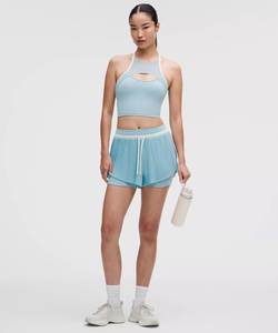Shorts cargo tricotés pour femmes, respirants, avec boutons et dentelle, doux et confortables, pour l'été, tenue décontractée, en nylon/coton, taille élastique, à motifs - Product Image 2