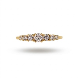 Anillo de Aniversario de Siete Piedras con Corte Redondo, E VS1, 0.53CT, Anillo de Boda de Oro Blanco de 10K, Anillo Apilable con Diamantes Cultivados en Laboratorio, Anillo Graduado - Product Image 1