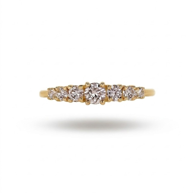 Round Cut Seven Stone Anniversary Band E VS1 0.53CT Wedding Band 10K White Gold Lab Grown Diamond Stacking Ring Graduating Band