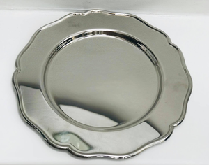 Luxury Round Metal <b>Decorative</b> Serving Tray with Scalloped Edge for Wedding Dining Table Home <b>Restaurant</b> <b>Decor</b> - Product Image 1