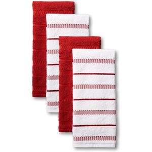 Ensemble de 4 torchons de cuisine Passion Rouge/Blanc 16"x26" - Product Image 1