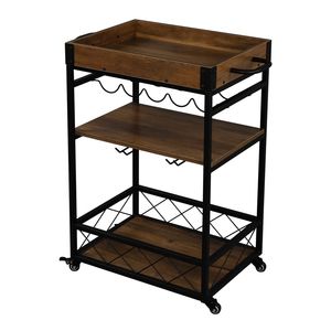 Carrello di Servizio Industriale Stile Vintage per Bar e Cucina, Design Moderno in Legno, Acciaio, Ferro e Plastica - Product Image 5