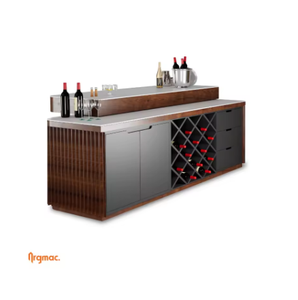 Comptoir de bar contemporain de luxe Baron 8x2 pieds avec plateau en pierre de qualité supérieure pour la maison, les hôtels et les espaces de divertissement - Product Image 3