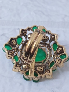 Amaira Jewels Floral Shape <b>Cocktail</b> <b>Ring</b> Green Square Jade Stone Silver 9K <b>Gold</b> Plated Women's Vintage Jewelry Giftwedding - Product Image 1