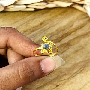 New Arrival <b>Lapis</b> <b>Rings</b> Boho Brass Jewelry Women 18k Gold Plated Dainty Swirl Wave Geometric Tribal Design Wholesale/OEM/ODM - Product Image 2