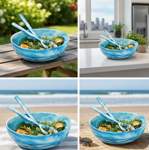 CRAFTS HUB Bol de service classique en résine polie, fait main, écologique, compatible lave-vaisselle - Product Image 2