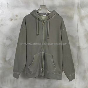 High Street Winter Zip Up hoodies Vintage Old Wash Solid Hooded Zipper Sweater Hombres Oversized HoodieDDP Shipping - Product Image 2