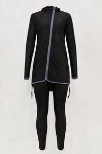 Ensemble de sport modeste grande taille pour femme avec fermeture éclair et poches, tenue de sport musulmane à séchage rapide et protection UPF30 - Product Image 3