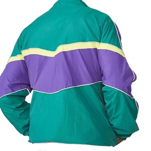 Conjunto Deportivo para Hombre, Color Verde y Morado, con Bloques de Color, Cierre Frontal con Cremallera, Estilo Hip Hop, Corte Regular, para Primavera - Product Image 3