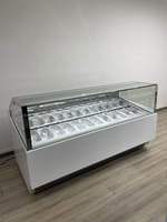 Vitrine de présentation de crème glacée et de gelato CE 304SS à angle droit, grande capacité, avec film chauffant électrique à air forcé et dégivrage intégré