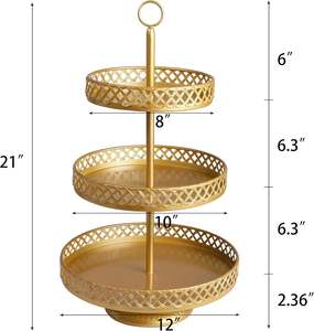 Elegante y brillante soporte de metal de 3 niveles para pasteles, moderno expositor de postres y cupcakes, ideal para eventos, fiestas, hogar, hotel, restaurante. - Product Image 5