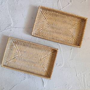 Hand Woven <b>Cheap</b> Price High Quality Rattan Bamboo Rectangle <b>Basket</b> Seagrass Trays - Product Image 4