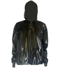 Haut court à manches longues en latex métallisé brillant pour filles, style clubwear, pull court sexy, sweat à capuche brillant avec ceinture, sweat à capuche en latex - Product Image 1
