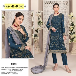 Travail de broderie en georgette pakistanaise indienne fantaisie Salwar Kameez avec travail de broderie Dupatta par les exportations indian Mart - Product Image 4