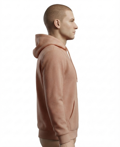 <b>Men's</b> <b>Pink</b> Hooded Sweatshirt Regular Fit Cotton Knitted Casual <b>Hoodie</b> with Front Pocket Autumn Wear - Product Image 2