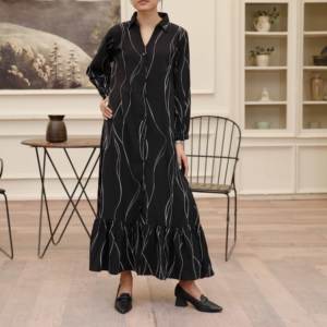 1 vestido de fiesta de seda con agarre impreso PW4067 diseño de camisa - Product Image 4