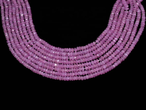 ลูกปัดแซฟไฟร์สีชมพูธรรมชาติทรงรอนเดลเหลี่ยมเพชรพลอย ขนาด 3 มม. ความยาว 16 นิ้ว เส้นผ่านศูนย์กลางรู 0.5 มม. น้ำหนักปรับแต่งได้สำหรับทำเครื่องประดับ - Product Image 5