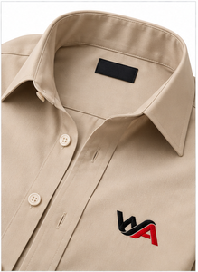 Camisa de Vestir Beige Personalizada para Hombre, Manga Larga, con Botones, Formal, de Negocios, 100% Algodón, Proveedor Mayorista OEM - Product Image 4