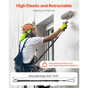 Lot de 5 cordons de sécurité pour outils, 36,61 po et 70,87 po, mousqueton rétractable en aluminium avec verrouillage à vis, laisse de sécurité pour outils - Product Image 3