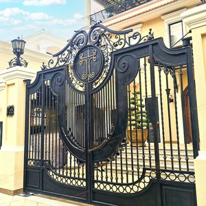 Portail double en fer forgé haut de gamme fait main et forgé à la main pour villa privée, design personnalisé 2D et 3D, fabricant vietnamien - Product Image 1