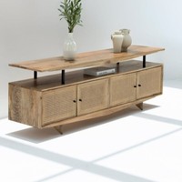 Meuble TV en rotin Vandana Novara Arista, console de divertissement moderne en rotin naturel tressé
